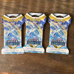 Pokemon 3X SILVER TEMPEST SLEEVED BOOSTER PACK-3 Different Art Work with Lugia - Image 1