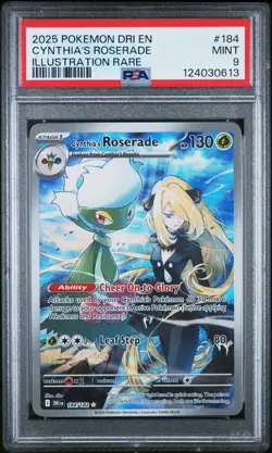 2025 POKEMON DRI EN-DESTINED RIVALS ILLUSTRATION RARE CYNTHIA'S ROSERADE PSA 9 - Image 1