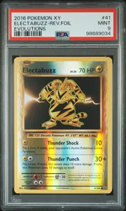 2016 POKEMON XY EVOLUTIONS #41 ELECTABUZZ-REVERSE FOIL PSA 9 - Image 1