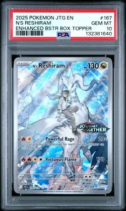 N'S RESHIRAM ( Stamped ) #167 PSA 10 • 2025 POKEMON JTG EN-JOURNEY TOGETHER - Image 1