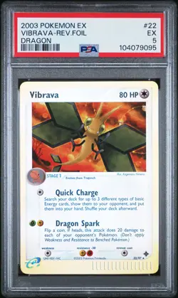 2003 POKEMON EX DRAGON #22 VIBRAVA-REVERSE FOIL PSA 5 - Image 1