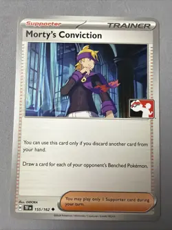 Pokemon TCG * SV Temporal Force 155/162 Morty's Conviction Uncommon STAMP PRIZE - Image 1