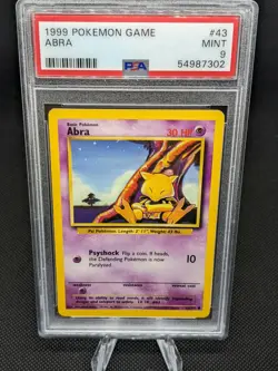 1999 Pokemon TCG Abra Base Set 43/102 Unlimited PSA 9 - Image 1