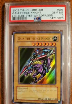 2002 Yugioh Gaia the Fierce Knight LOB-006 PSA 10 GEM MINT Ultra Rare Unlimited - Image 1