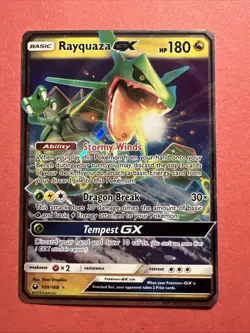 Pokemon TCG Rayquaza GX Holo Ultra Rare Card Celestial Storm 109/168 - Image 1