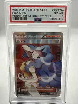 Pokemon Card Karen Full Art XY177a Premium Trainer's XY Collection PSA 8 - NM-MT - Image 1