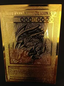 Yugioh Blue-Eyes White Dragon Custom Golden Metal Card English - Image 1