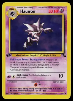 Pokemon Card - Haunter Fossil 21/62 Rare 1st Edition - Image 1