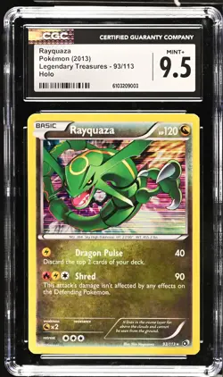 CGC 9.5 Rayquaza 93/113 Holo Legendary Treasures Pokemon Card - Image 1