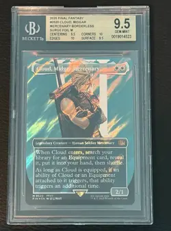 2025 MTG Final Fantasy Cloud Midgar Mercenary 0520 Borderless Surge Foil BGS 9.5 - Image 1