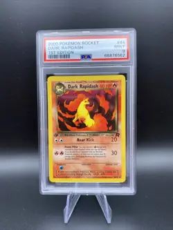 Pokemon PSA 9 MINT Dark Rapidash 44/82 1st Edition Team Rocket Uncommon WOTC - Image 1