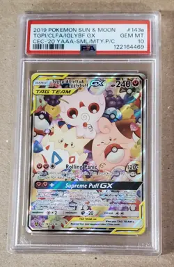 TOGEPI & CLEFFA & IGGLYBUFF GX 143a/236 COSMIC ECLIPSE ALT ART PSA 10 GEM MINT - Image 1