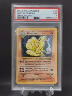 1999 POKEMON GAME SHADOWLESS #12 NINETALES HOLO PSA 7 - Image 1