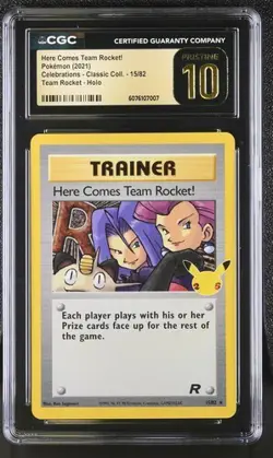 POKEMON CELEBRATIONS CGC PRISTINE 10 JESSIE & JAMES HERE COMES TEAM ROCKET 15/82 - Image 1