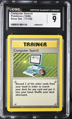 1999 Base Set Pokemon Computer Search CGC 9 71/102 - Image 1