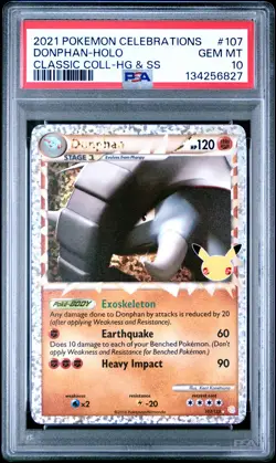 2021 POKEMON CELEBRATIONS CLASSIC COLL #107 DONPHAN-HOLO PSA 10 - Image 1