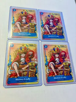 4x (Playset) Monkey.D.Luffy (2nd Anniversary Stamped ) P-043 One Piece Promo NM - Image 1