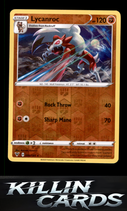 Reverse Holofoil Lycanroc 095/185 Pokemon Rare SWSH04: Vivid Voltage Card NM - Image 1