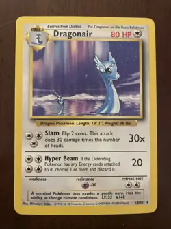 Dragonair Pokemon TCG Base Set Card 18/102 Dragonair Rare - Image 1