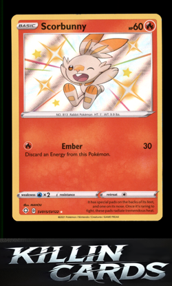 Scorbunny SV015/SV122 Pokemon Shiny Holo Rare Shining Fates: Shiny Vault Card NM - Image 1