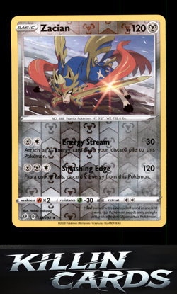 Reverse Holofoil Zacian 139/192 Rare SWSH02: Rebel Clash Pokemon Card NM - Image 1