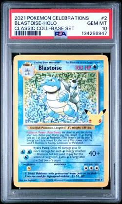 2021 POKEMON CELEBRATIONS CLASSIC COLL #2 BLASTOISE-HOLO PSA 10 - Image 1
