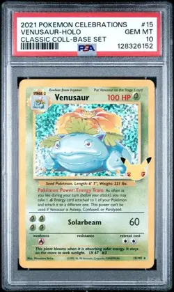 Pokemon Venusaur Holo Celebrations Classic Collection 15/102 PSA 10 Gem Mint - Image 1
