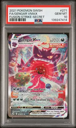 2021 POKEMON SWORD & SHIELD FUSION STRIKE SECRET FULL ART/GENGAR VMAX PSA 10 - Image 1