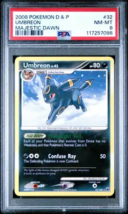 2008 POKEMON DIAMOND & PEARL MAJESTIC DAWN UMBREON #32 PSA 8 NM #117257098 - Image 1