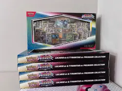 LOT OF 5 Pokemon Prismatic Evolutions Lucario EX Tyranitar Ex Premium Collection - Image 1
