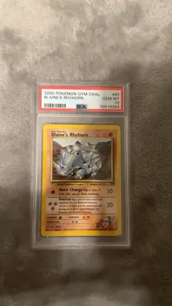 2000 POKEMON GYM CHALLENGE #65 BLAINE'S RHYHORN PSA 10 - Image 1