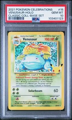 2021 POKEMON CELEBRATIONS VENUSAUR - HOLO CLASSIC COLL-BASE SET PSA 10 GEM MT - Image 1