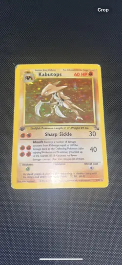 Pokemon TCG Kabutops Holo Rare Unlimited 1st Edition Fossil - Image 1