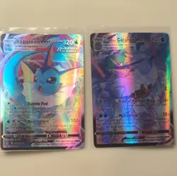 Pokemon TCG Vaporeon VMAX TG16 Ice Rider Calyrex VMAX TG09 Holo EN - Image 1
