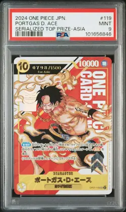 PSA 9 One Piece Ace OP07-119 Serial Promo Japanese For Asia Flagship 2024 - Image 1