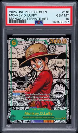 2025 ONE PIECE OP13-CARRYING ON HIS WILL #118 MONKEY D. LUFFY PSA 10 - Image 1
