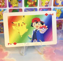 Pikachu Pokemon Vintage Playing Poker Card Charizard Nintendo - Prism Holo Back - Image 3