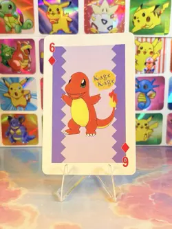 Pikachu Pokemon Vintage Playing Poker Card Charizard Nintendo - Prism Holo Back - Image 1