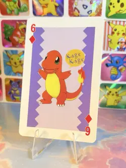 Pikachu Pokemon Vintage Playing Poker Card Charizard Nintendo - Prism Holo Back - Image 4