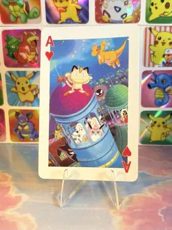 Pikachu Pokemon Vintage Playing Poker Card Charizard Nintendo - Prism Holo Back - Image 3