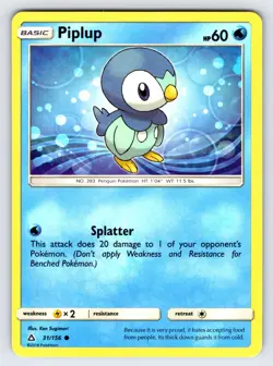 Piplup 31/156 2018 S&M Ultra Prism Pokemon Card Nintendo Non Holo Common - VLP - Image 1