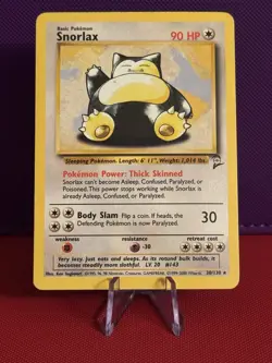 Pokemon TCG Snorlax Base Set 2 Rare Non-Holo Card 30/130 lp/mp - Image 1