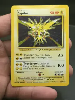 Pokemon TCG Zapdos 16/102 Holo Rare Card 1999 WOTC Unlimited Base Set - Image 2