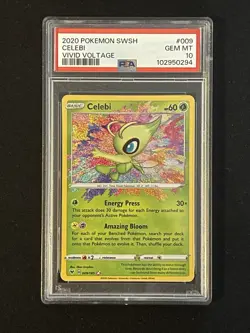 Pokemon TCG Vivid Voltage PSA 10 Celebi Amazing Rare Holo Card 009/185 - Image 1