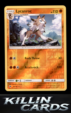 Reverse Holofoil Lycanroc (76) 76/147 Rare SM - Burning Shadows Pokemon Card LP - Image 1