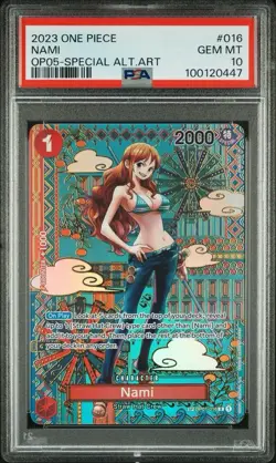 2023 One Piece PSA 10 Gem Mint Nami OP05 Special Alternate Art #016 - Image 1