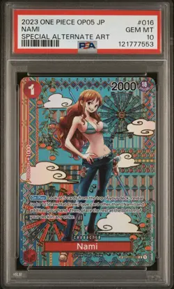 One Piece Nami SP Alternative Art English OP01-016, OP05 PSA 10 *ERROR PSA LABEL - Image 1