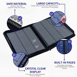 Toploader Binder for TCG, Trading & Sports Cards - 9-Pocket Ringless Design Hold - Image 4
