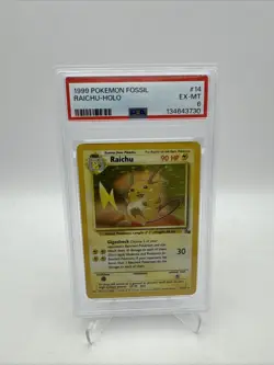 PSA 6 Raichu 14/62 Holo Fossil 1999 Pokemon Card - Image 1