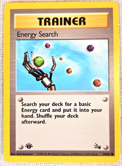 Pokemon TCG Energy Search First Edition 1999 Wizards Of The Coast Fossil Card 59 - Image 1